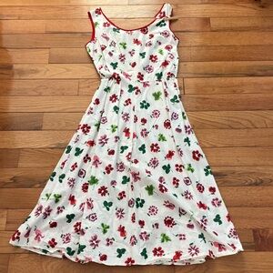 Vintage White And Red Floral Sundress - XS